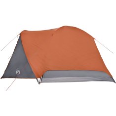 Greatstore Šotor za kampiranje za 4 osebe siv oranžen 350x280x155 cm 190T