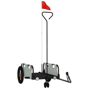 Vidaxl Kolesarska prikolica siva oxford tkanina in železo