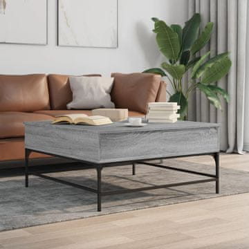 shumee Klubska mizica siva sonoma 95x95x45 cm inž. les in kovina