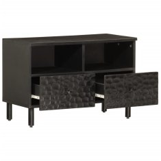 Greatstore TV omarica črna 70x33x46 cm trden mangov les