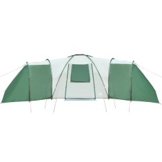 Greatstore Šotor za kampiranje za 12 oseb zelen 840x720x200 cm 185T taft