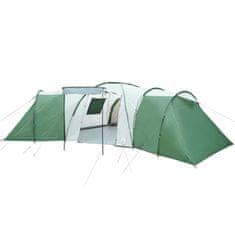 Greatstore Šotor za kampiranje za 12 oseb zelen 840x720x200 cm 185T taft