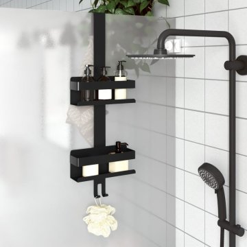 Greatstore Viseče stojalo za prho mat črno brušeno 304 nerjaveče jeklo
