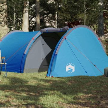Vidaxl vidaXL Šotor s tunelom za 4 osebe, moder, vodoodporen