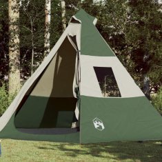 Greatstore Šotor za kampiranje za 7 oseb zelen 350x350x280 cm 185T taft