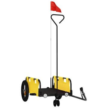 Vidaxl Kolesarska prikolica rumena oxford tkanina in železo