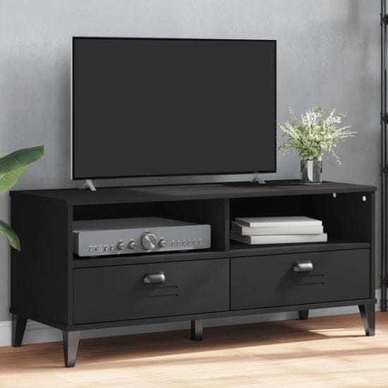 Greatstore TV omarica VIKEN črna trdna borovina