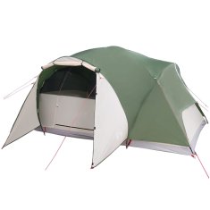 Greatstore Šotor za kampiranje za 8 oseb zelen 360x430x195 cm 190T taft