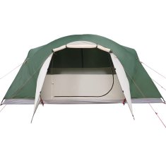 Greatstore Šotor za kampiranje za 8 oseb zelen 360x430x195 cm 190T taft