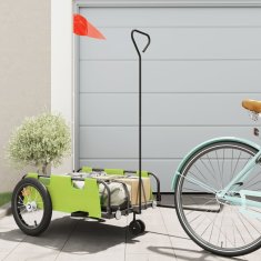 Greatstore Kolesarska prikolica zelena oxford tkanina in železo