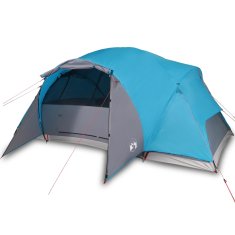 Greatstore Šotor za kampiranje za 8 oseb moder 360x430x195 cm 190T taft