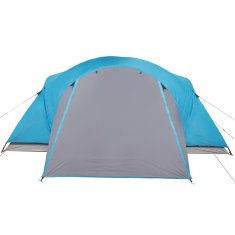 Greatstore Šotor za kampiranje za 8 oseb moder 360x430x195 cm 190T taft