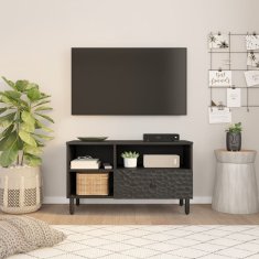 Greatstore TV omarica črna 80x33x46 cm trden mangov les