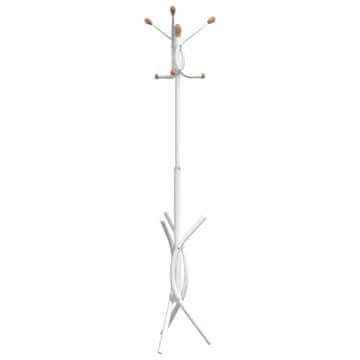 Vidaxl Stojalo za plašče belo 176 cm železo s prašnim premazom