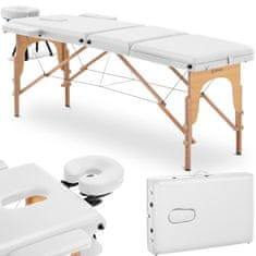 NEW Zložljiva široka masažna miza z lesenim okvirjem DINAN WHITE - bela