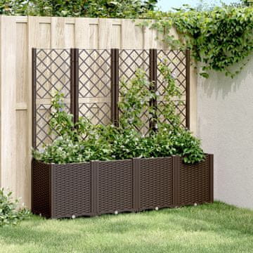 Vidaxl vidaXL Vrtno korito z rešetko, rjavo, 160x40x140 cm, PP