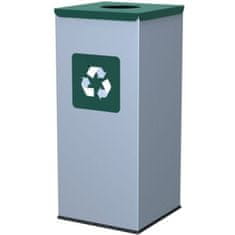 NEW Kovinski koš za ločevanje odpadkov 30x30x70cm 60L GLASS - zeleni pokrov