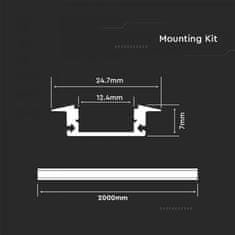 V-TAC Vgradni ALU profil za LED trak 2m