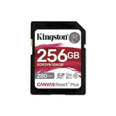 Kingston Canvas React Plus SDXC spominska kartica, 256 GB, 280/150 MB/s, UHS-II, C10, U3, V60, 4K