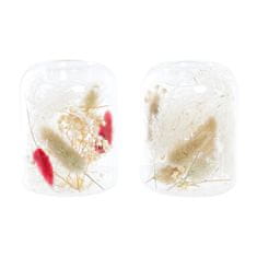 DKD Home Decor Svečnik DKD Home Decor Sušeno cvetje 8 x 8 x 11 cm Crystal Beige Maroon (2 enoti)