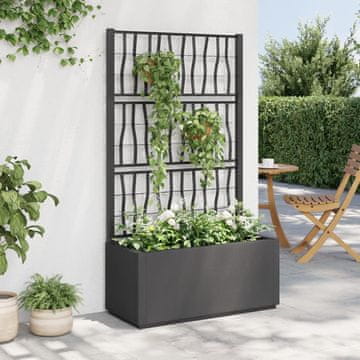 Vidaxl vidaXL Vrtno korito z rešetko, temno sivo, 80x36x140 cm, PP