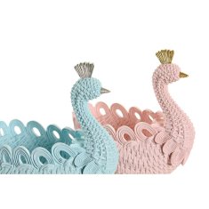 DKD Home Decor Valet Tray DKD Home Decor Blue Sky blue Light Pink Resin 23 x 14,3 x 23 cm (2 enoti)