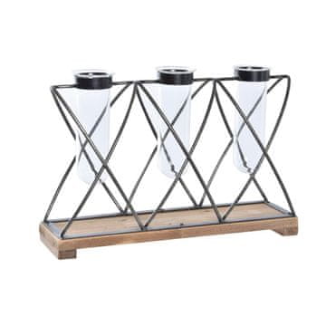 DKD Home Decor Vaza DKD Home Decor 36,5 x 11,5 x 23,5 cm Kristalno črna kovinska rjava prozorna