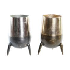 DKD Home Decor Vaza DKD Home Decor 15,5 x 15,5 x 26 cm Srebrna zlata aluminijasta moderna (2 enoti)