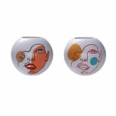 DKD Home Decor Vaza DKD Home Decor 25,5 x 25,5 x 22 cm obraz bela smola večbarvna (2 enote)