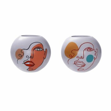 DKD Home Decor Vaza DKD Home Decor 25,5 x 25,5 x 22 cm obraz bela smola večbarvna (2 enote)