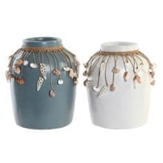 DKD Home Decor Vaza DKD Home Decor Blue White Bamboo Shells 20 x 20 x 26 cm (2 enoti)