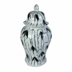 DKD Home Decor Tibor DKD Home Decor Porcelan Črna Bela Orientalski list rastline (22 x 22 x 42 cm)