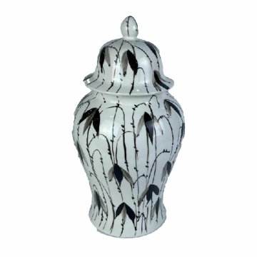DKD Home Decor Tibor DKD Home Decor Porcelan Črna Bela Orientalski list rastline (22 x 22 x 42 cm)