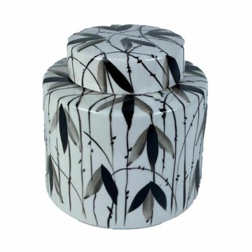 DKD Home Decor Tibor DKD Home Decor Porcelan Črna Bela 17 x 17 x 16 cm Orientalski list rastline