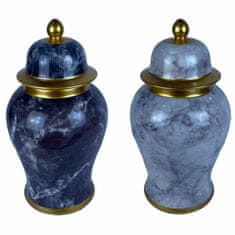 DKD Home Decor Tibor DKD Home Decor 22 x 22 x 42 cm 22 x 22 x 44 cm Porcelan Modra Zlata Marmor Moderno (2 enoti)