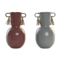 DKD Home Decor Vaza DKD Home Decor 14 x 13 x 24 cm Siva kovinska terakota (2 enote)