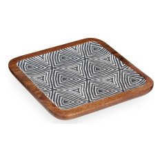 Gift Decor Osrednji element Etnični 25 x 25 cm Bela rjava črna smola Mango les