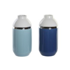 DKD Home Decor Vaza DKD Home Decor 12,5 x 12,5 x 25 cm Bela nebesno modra mornarsko modra gres (2 enoti)