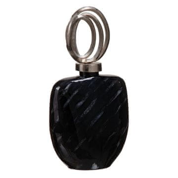 BigBuy Vaza 23 x 13 x 41 cm kristalno črna kovinska srebrna