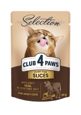 Club4Paws Premium mokra hrana za mačke - Teletina v zelenjavnem želeju 12x80g