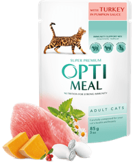 OptiMeal Mokra hrana za mačke - Turčija v bučni omaki 12x85g