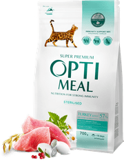 OptiMeal  Suha hrana za sterilizirane mačke - Turčija z ovsom 700 g