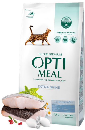 OptiMeal suha hrana za mačke s trsko 1,5 kg
