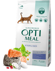 OptiMeal suha hrana za sterilizirane mačke z lososom 1,5 kg