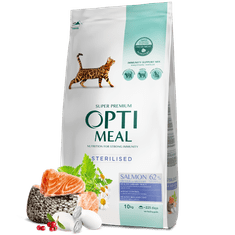 OptiMeal suha hrana za sterilizirane mačke, sterilizirana z lososom 10 kg