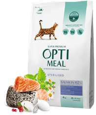 OptiMeal  suha hrana za sterilizirane mačke sterilizirana z lososom 4 kg