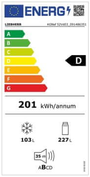 Liebherr KGNsf 52Vd03 kombinirani hladilnik, srebrn