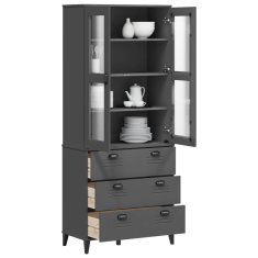 shumee Visoka omara VIKEN antracitno siva 80x40x190 cm trdna borovina