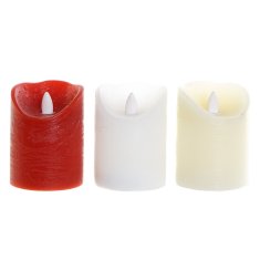 DKD Home Decor LED sveča DKD Home Decor Bela rdeča bež (AAA) (3 kosi)