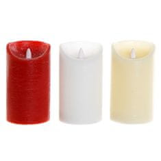 DKD Home Decor LED sveča DKD Home Decor Bela rdeča bež (AAA) (3 kosi)